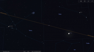 Юпитер и Уран в созвездии Овна в ночь ближайшего противостояния Юпитера — со 2 на 3 ноября 2023 года  