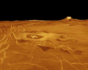 Изображение поверхности Венеры, полученное с помощью радара, который смог проникнуть сквозь густые облака.